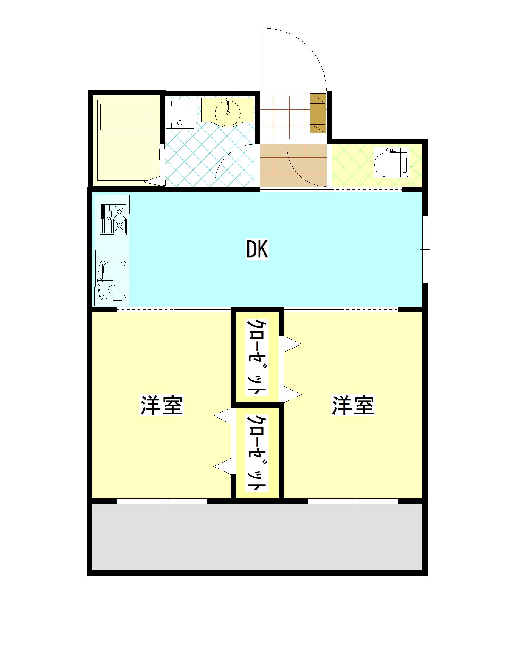 第2つつみビル(2DK/5階)の間取り写真