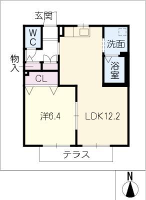 アミューズメント銀鈴 A棟(1LDK/2階)の間取り写真