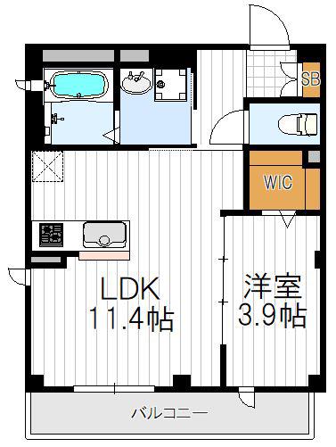 COSTA北河堀(1LDK/2階)の間取り写真