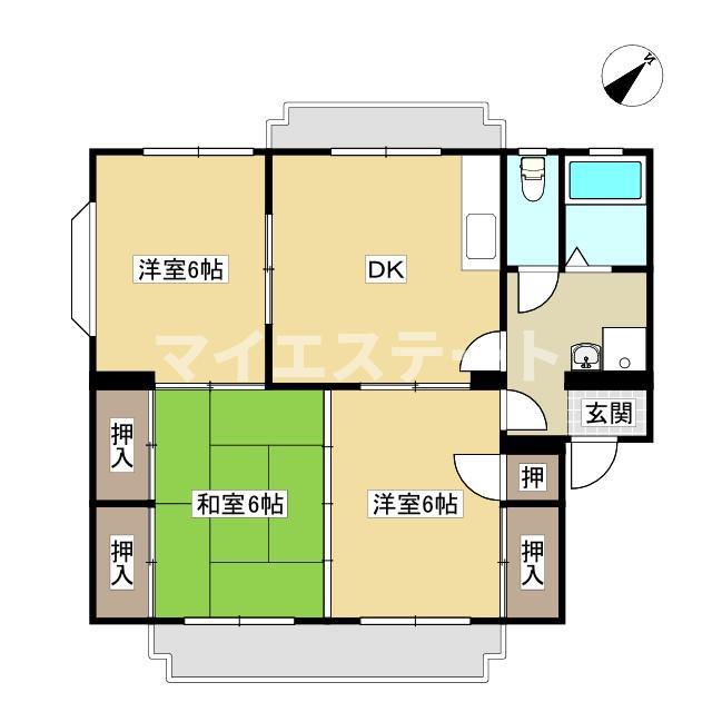 和田コーポ(3DK/3階)の間取り写真