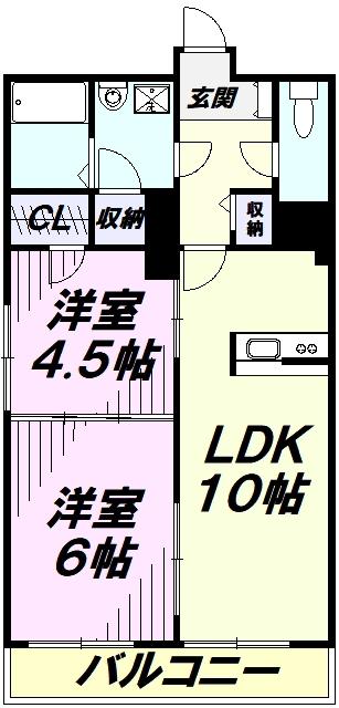 AVENIRミライ(2LDK/1階)の間取り写真
