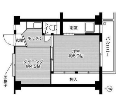 ビレッジハウス水島 6号棟(1DK/1階)の間取り写真