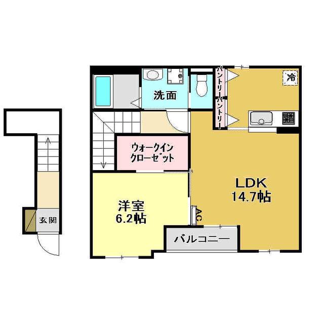 ルシェリアI(1LDK/2階)の間取り写真