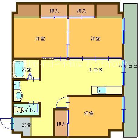 情報センタービル(3LDK/9階)の間取り写真