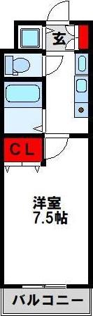 プランドール三萩野(1K/2階)の間取り写真