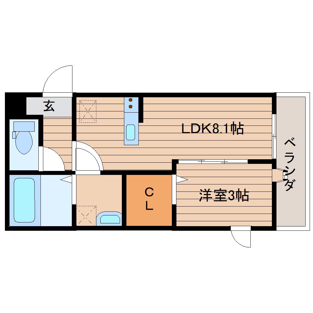 LUCENTE ルチェンテ(1LDK/1階)の間取り写真