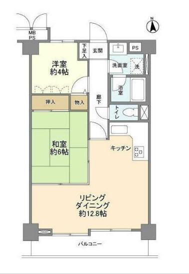 ライオンズマンション横浜保土ヶ谷(2LDK/4階)の間取り写真