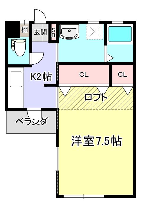 テラッツア・T(1K/2階)の間取り写真