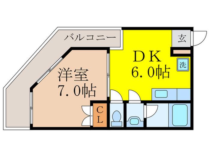 ウィング司(1DK/5階)の間取り写真