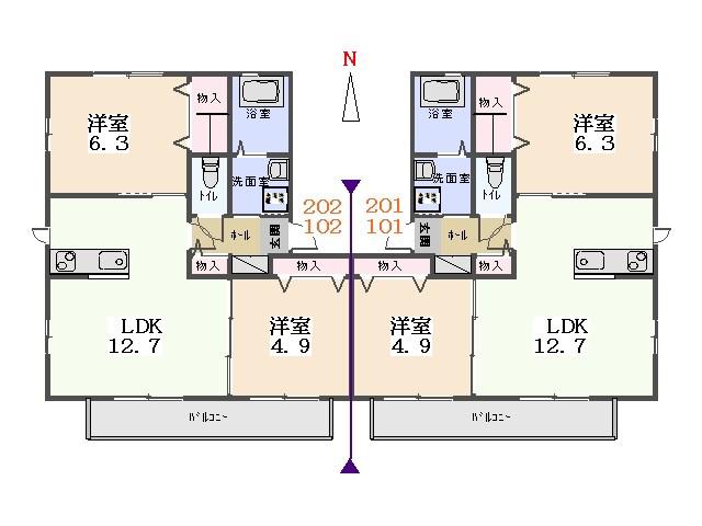 プリムローズ(2LDK/2階)の間取り写真
