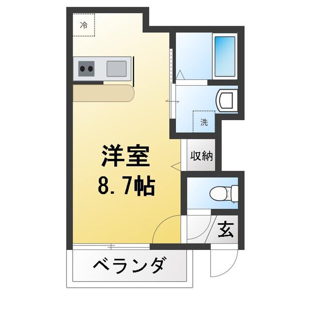 南矢名共同(ワンルーム/3階)の間取り写真