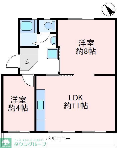 狭山台団地2-20-507(2LDK/5階)の間取り写真