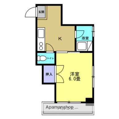 池之上ビル(1K/3階)の間取り写真