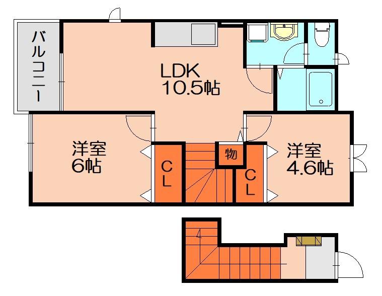ネクサスONEB(2LDK/2階)の間取り写真