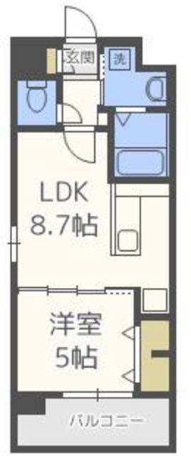 アストラル東比恵(1LDK/5階)の間取り写真