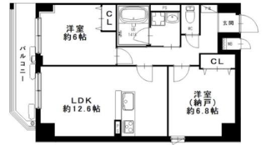 BADGE大道(2LDK/5階)の間取り写真