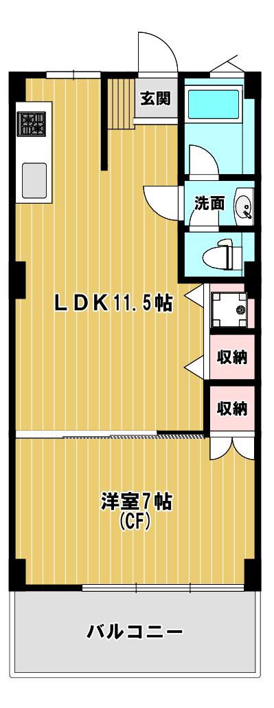 大澤マンション(1LDK/3階)の間取り写真
