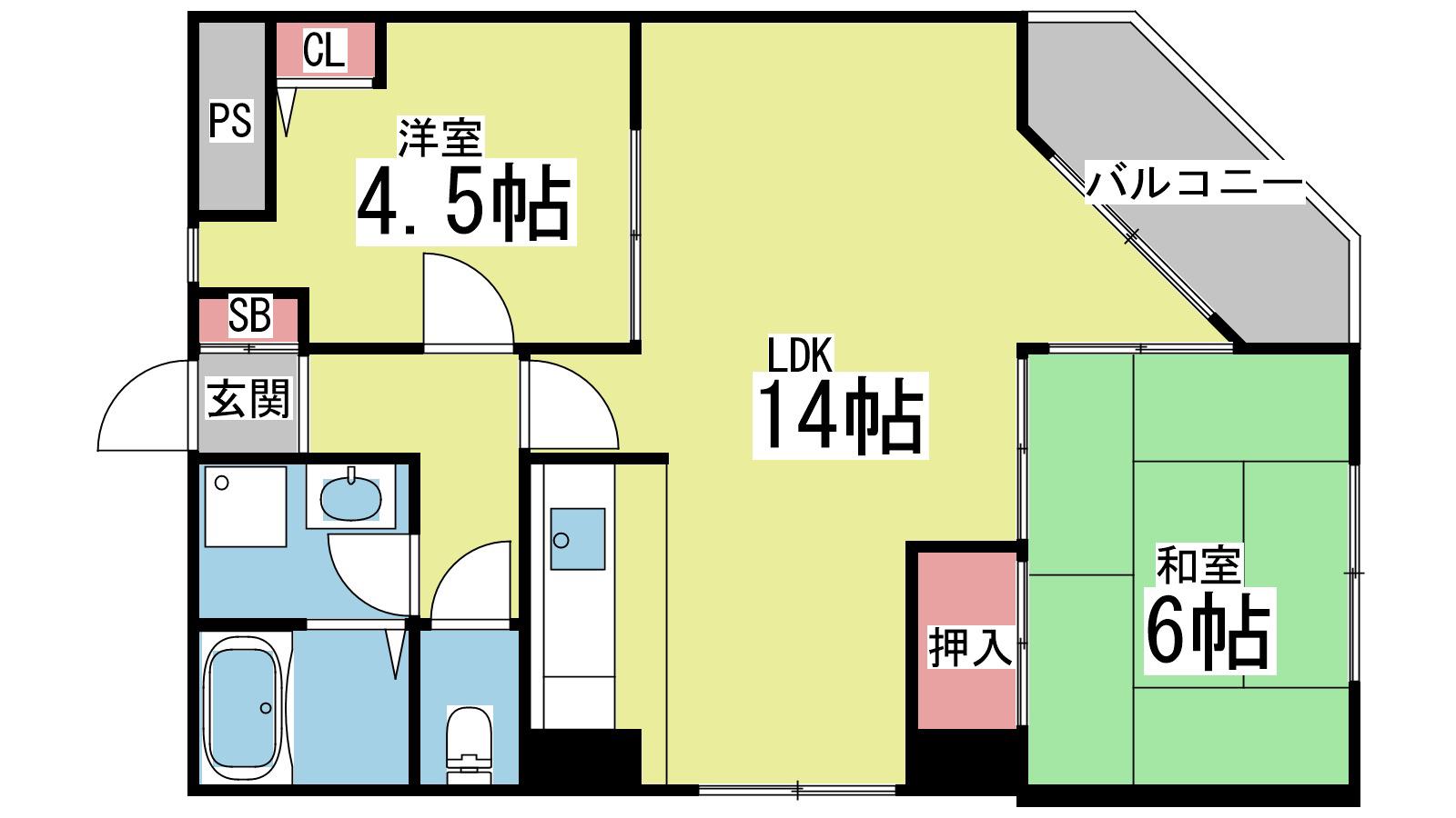 フェリス御影(2LDK/5階)の間取り写真