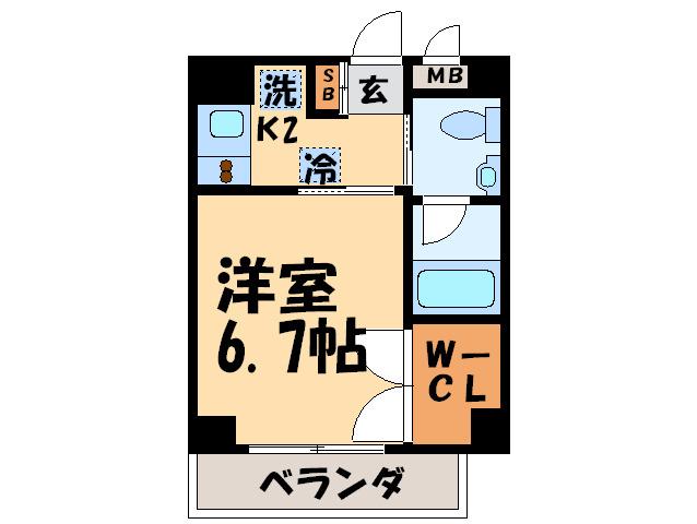 ドゥーシエル桜新町(1K/4階)の間取り写真