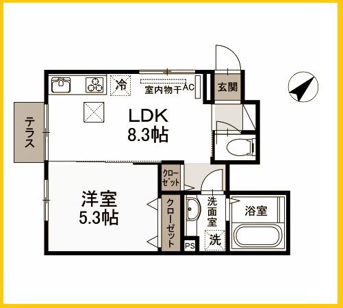 SEJOUR EST参番館(1LDK/1階)の間取り写真