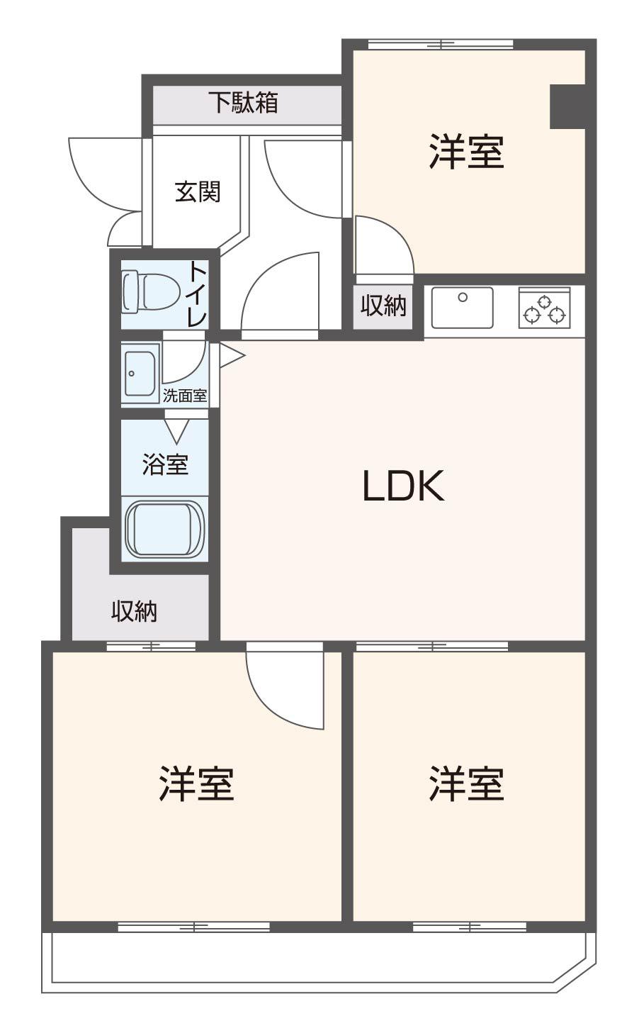 ヴェール上小阪(3LDK/2階)の間取り写真
