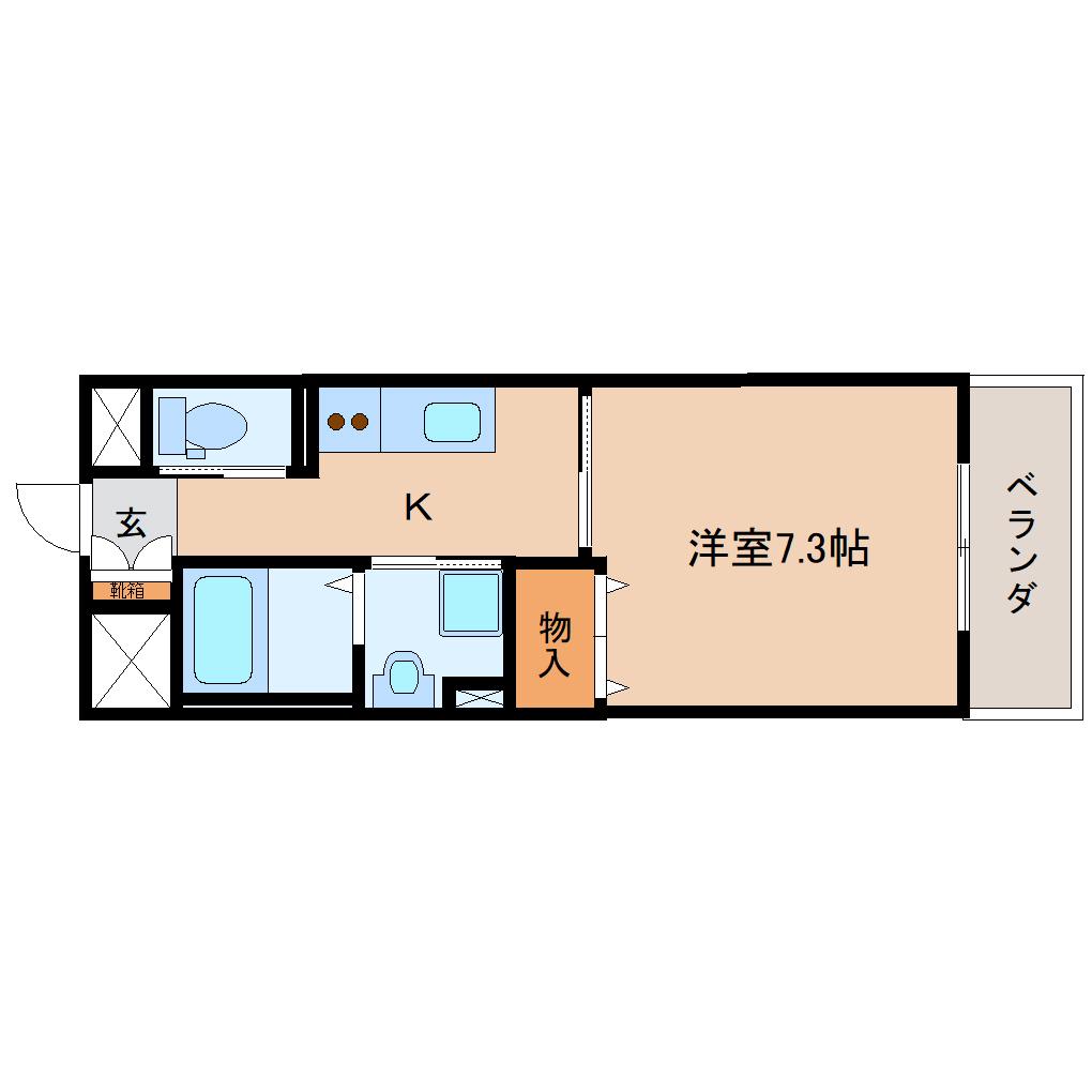 トレシャーナ(1K/2階)の間取り写真