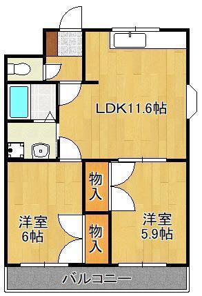 ソレイユ弐番館(2LDK/1階)の間取り写真