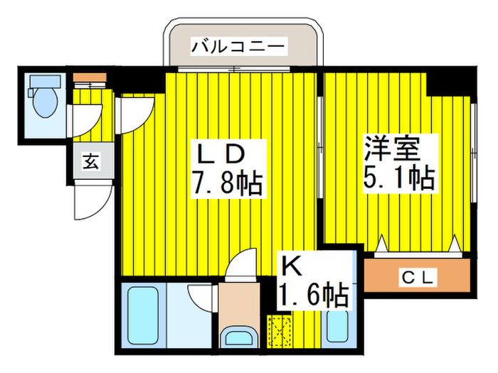 スカイパレスN19(1LDK/4階)の間取り写真