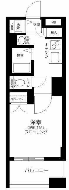 ウーノグランデ(1K/4階)の間取り写真