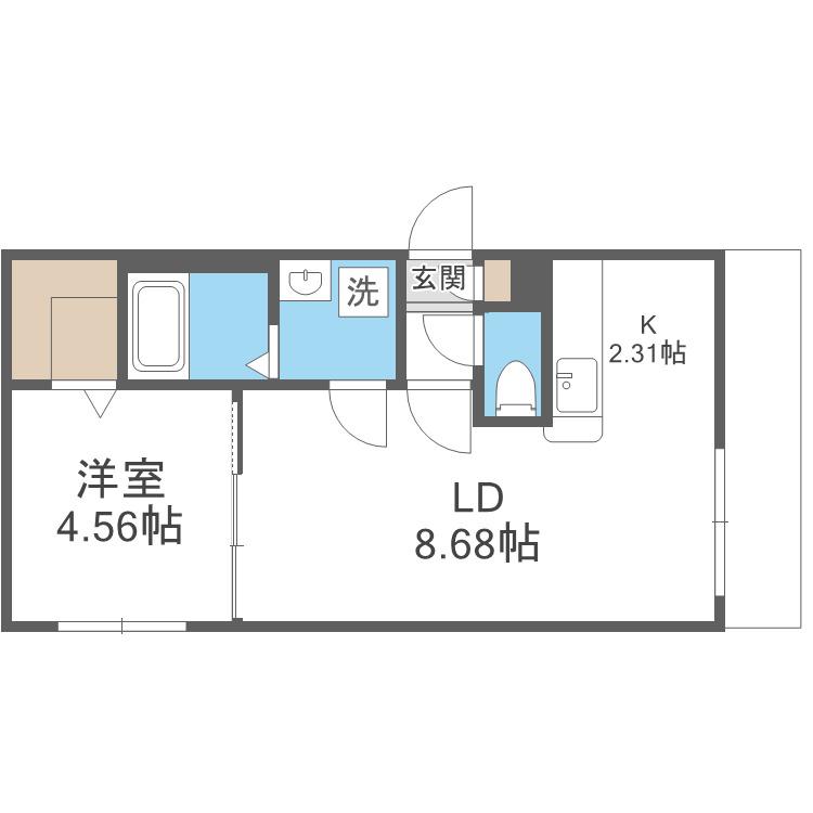 ヴォーネン幌西(1LDK/3階)の間取り写真
