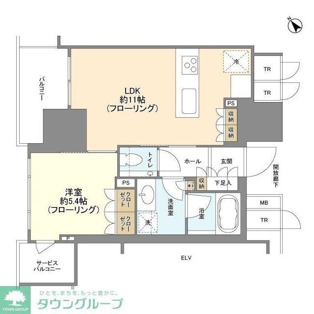 ブランズ愛宕虎ノ門(1LDK/8階)の間取り写真