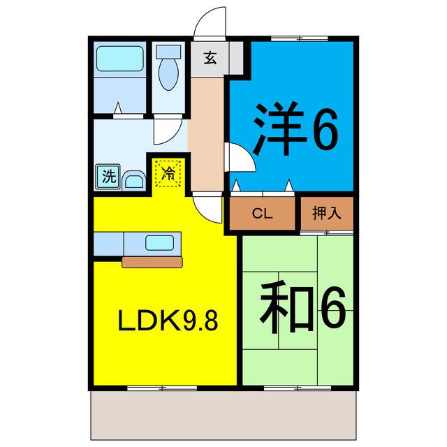 コーポKAKIZAWA -E (2LDK/1階)の間取り写真