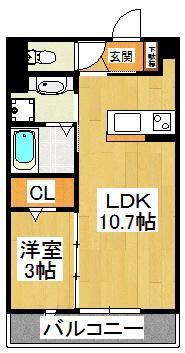 ハイデンス原木中山(1LDK/1階)の間取り写真