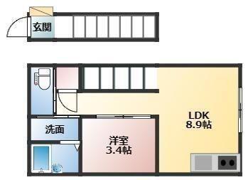 GLANZ 葉山(1LDK/2階)の間取り写真