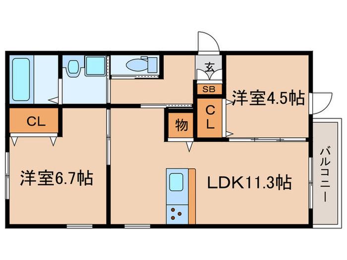 MAISON LANGE (2LDK/1階)の間取り写真
