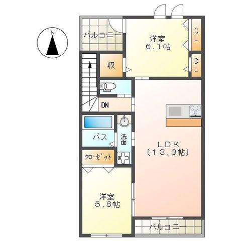 ETERNAL(2LDK/2階)の間取り写真