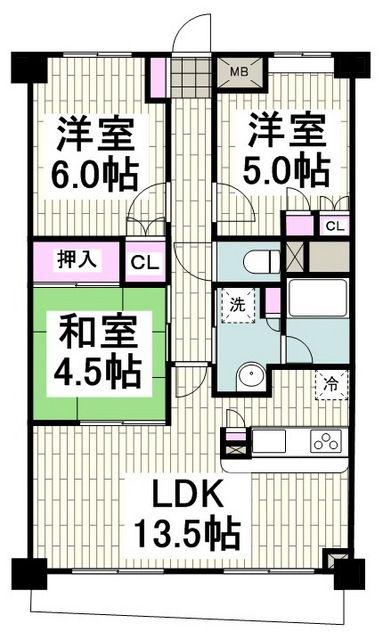 ガーデンコート洋光台(3LDK/3階)の間取り写真