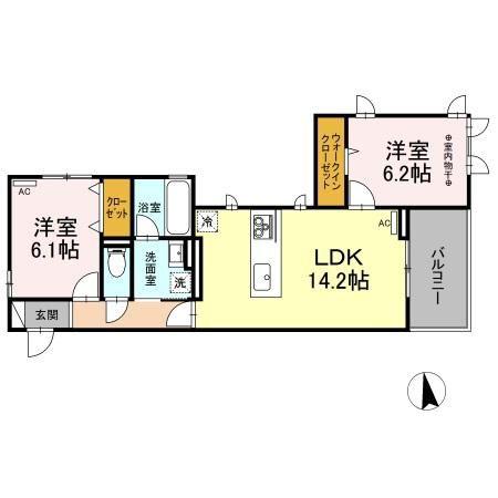 グラングラサ(2LDK/3階)の間取り写真
