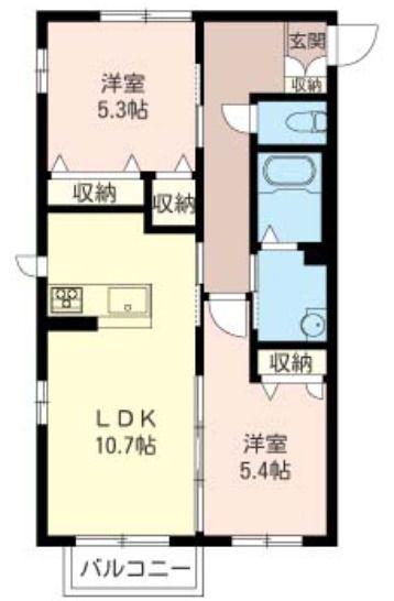 ゴールドベルク(2LDK/2階)の間取り写真