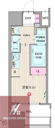 パークフラッツ弁天町駅前(ワンルーム/8階)の間取り写真