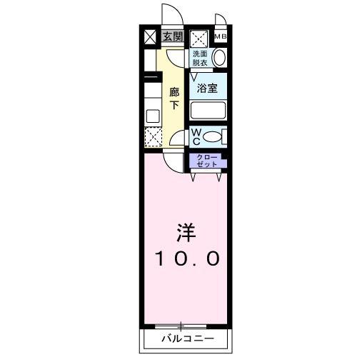 エスペランサ祐天寺(1K/2階)の間取り写真