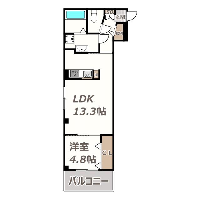 LACINE 燦(1LDK/2階)の間取り写真