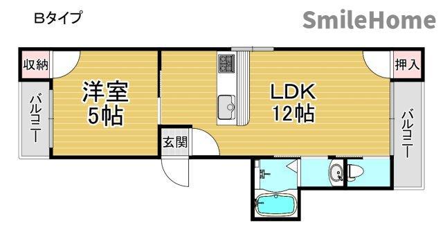 セントフェリオ東加賀屋(1LDK/4階)の間取り写真