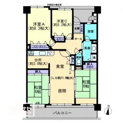アーサー春日パラシオ(4LDK/5階)の間取り写真
