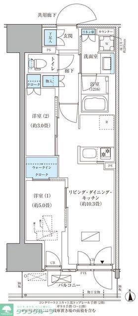 パークアクシス品川天王洲アイル(2LDK/7階)の間取り写真