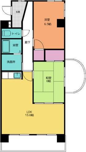 アドヴァンス(2LDK/4階)の間取り写真