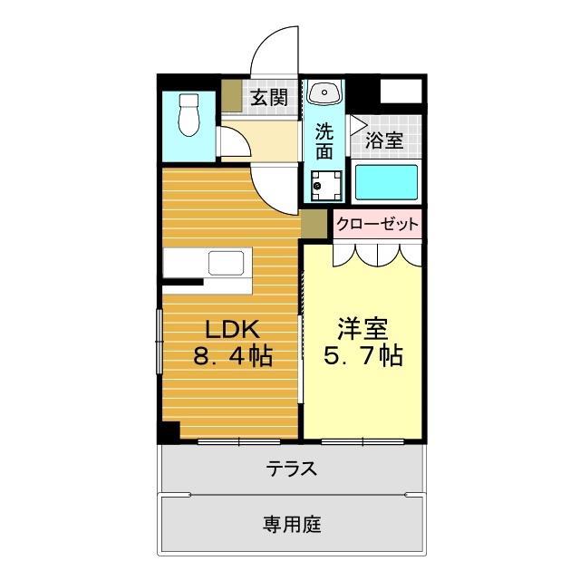 サンパレス(1LDK/1階)の間取り写真