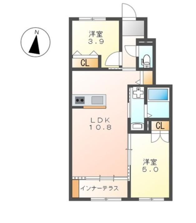 フィネッツァ(2LDK/1階)の間取り写真