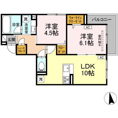 スリジエ(2LDK/2階)の間取り写真