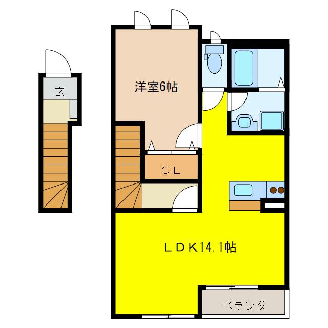 ウィンピアII(1LDK/2階)の間取り写真